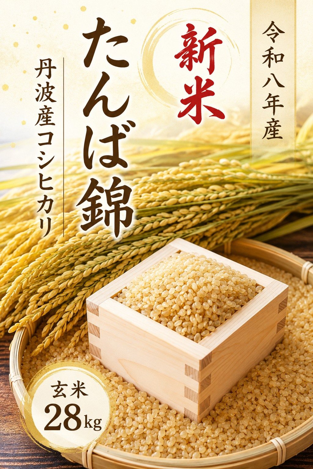 令和八年産 新米 丹波産コシヒカリ「たんば錦」 玄米28kg